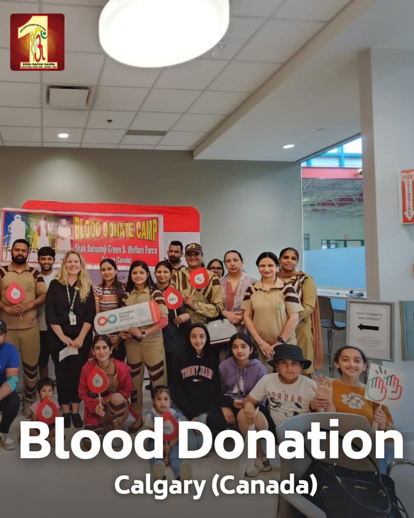 Blood donation is an act of selflessness and courage that saves countless lives every day.

Kudos the volunteers of #DeraSachaSauda in Calgary, Canada for their unwavering commitment and passion towards this noble cause of #BloodDonation as inspired by the teachings of Saint Dr.…