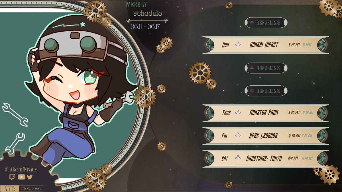 AkemiKraus's tweet photo. It's not 1am, I don't know what you're talking about
「JUNE 11th - JUNE 17th」
SFW Art: #Akemillust
Memes: #Akememe
Clips: #CaughtInAK
Oshi: 🐟⚙️
Fan Name: Kraufish https://t.co/6ZnVpin5FU