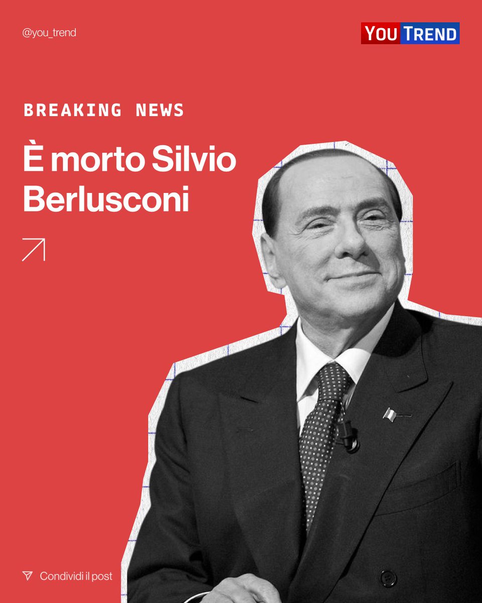 🔴 #BREAKING
È MORTO SILVIO #BERLUSCONI
