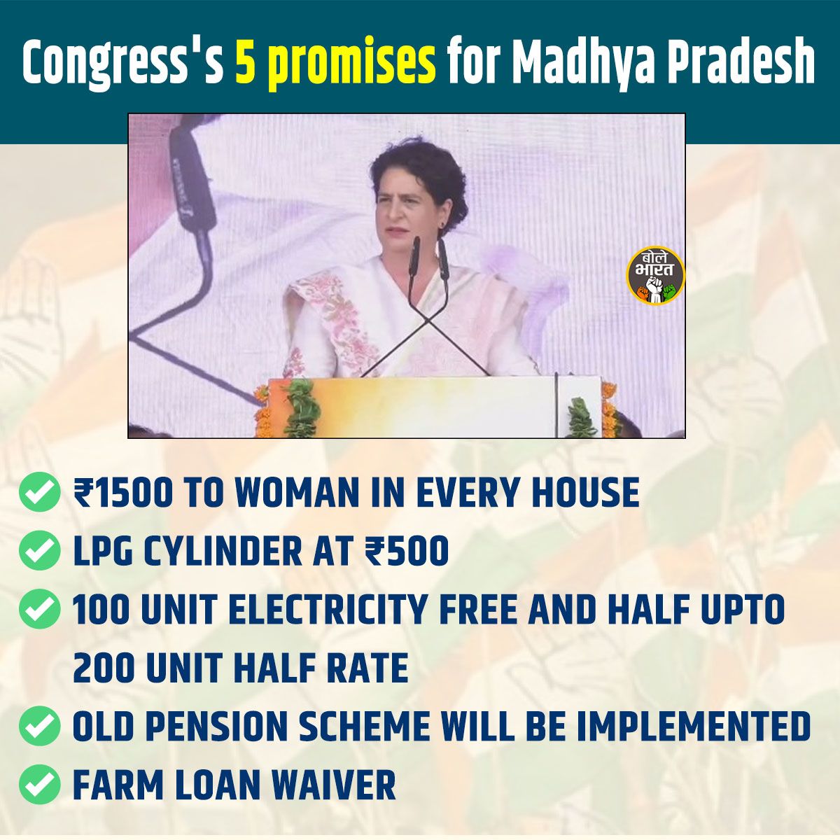 5 guarantees that will guarantee Congress victory in Madhya Pradesh. 

#विजय_शंखनाद_मध्यप्रदेश