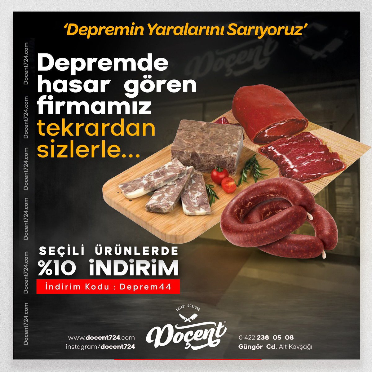 Depremzedeyiz ve Depremzedelerin yanındayız. Hasar gören fabrikamız yeniden açılıyor. Yüzde on indirim yapabiliyoruz. Desteklerinizi bekliyoruz. #Deprem#Dayanışma