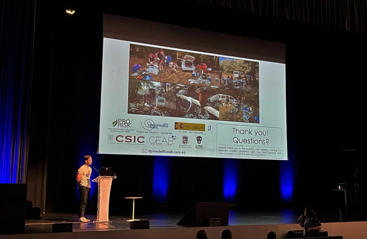 PinedaaDavid's tweet photo. Had a great time at #ASLO2023 presenting some results about a whole-stream carbon manipulation study conducted in a Mediterranean stream affected by a wastewater treatment plant effluent #CEAB https://t.co/i18QqYPzgr