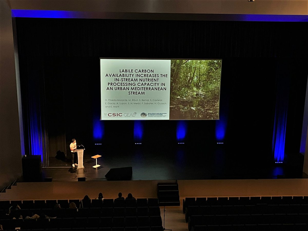 PinedaaDavid's tweet photo. Had a great time at #ASLO2023 presenting some results about a whole-stream carbon manipulation study conducted in a Mediterranean stream affected by a wastewater treatment plant effluent #CEAB https://t.co/i18QqYPzgr