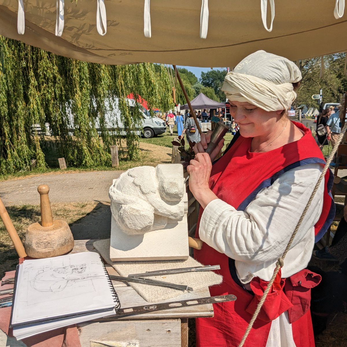 A new grotesque is coming to life in the skilled hands of our resident stonemason, Carrie Horwood! ⚒️ The new grotesque will form part of our handling collection, helping visitor's to understand the significance of stonemasonry in the medieval history of the #MaisonDieu #Dover