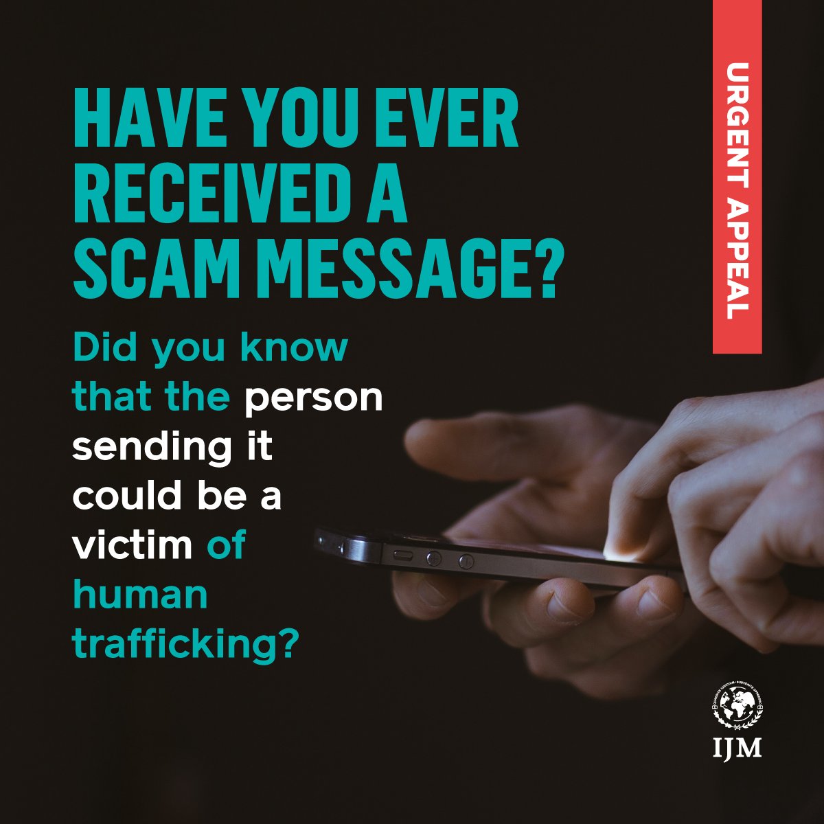 IJMUK's tweet photo. Have you ever received a #scam message? 📨

Did you know that the person sending it could be a victim of human trafficking? 

This is #forcedscamming: a new, brutal form of #slavery which is growing fast. 

🔴 It's urgent we stop it: https://t.co/CChN5X5wC2 https://t.co/oLU3SM6vJ8