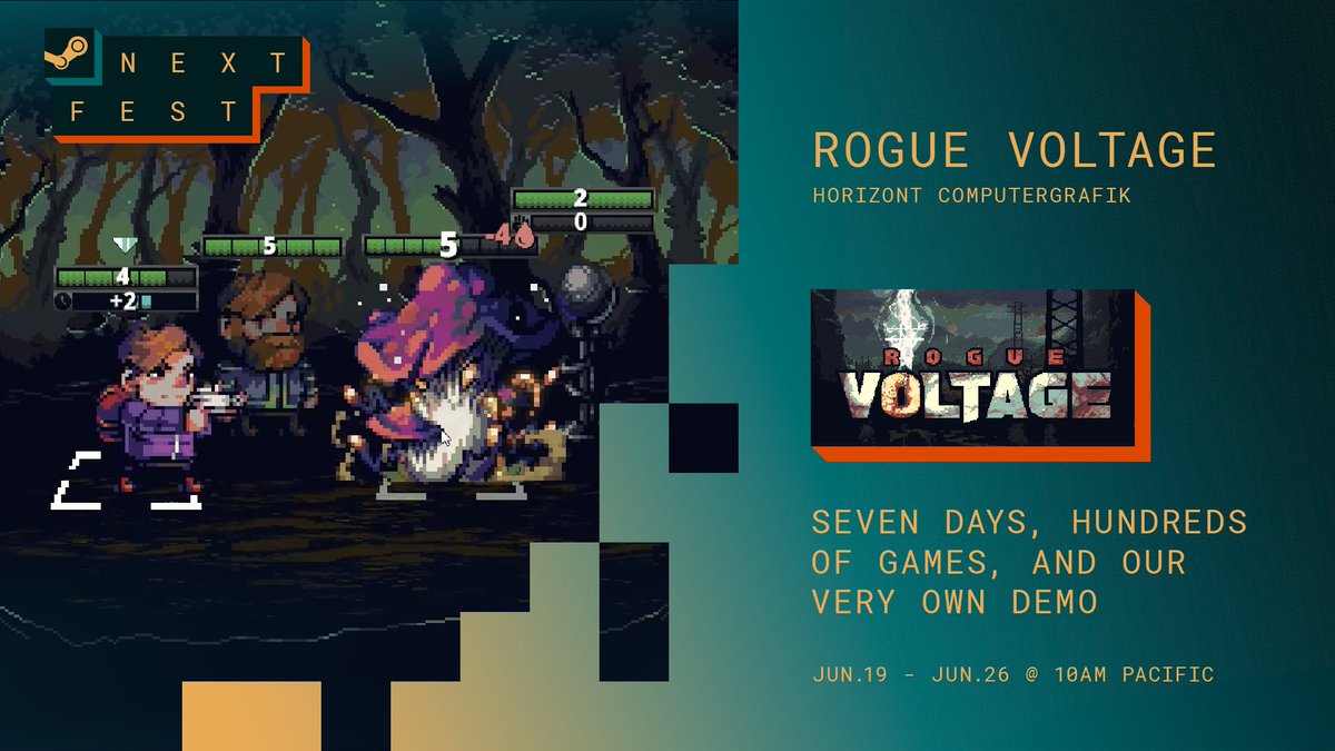 Rogue Voltage, the automation × deckbuilder, will participate in Steam Next Fest from June 19th!

🔌Construct your own skills
⚡️Zzzap monsters
⏰Control the timeline

Make sure to play the demo during #SteamNextFest 

Wishlist now: s.team/a/1494560