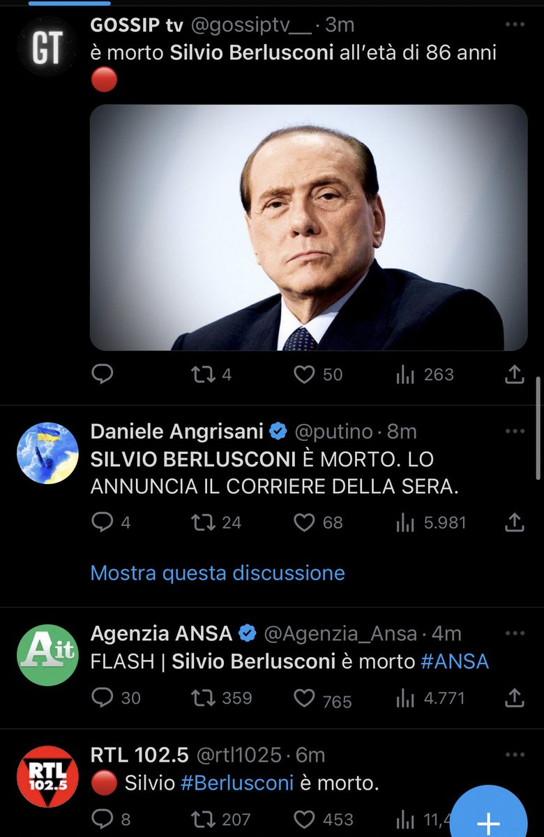 huutiao's tweet photo. SILVIO BERLUSCONI MORTO NEL MESE DEL PRIDE E ANCHE OGGI I GAY VINCONO EH CHE CAZZOOOOOOO https://t.co/94I2sdcAlx