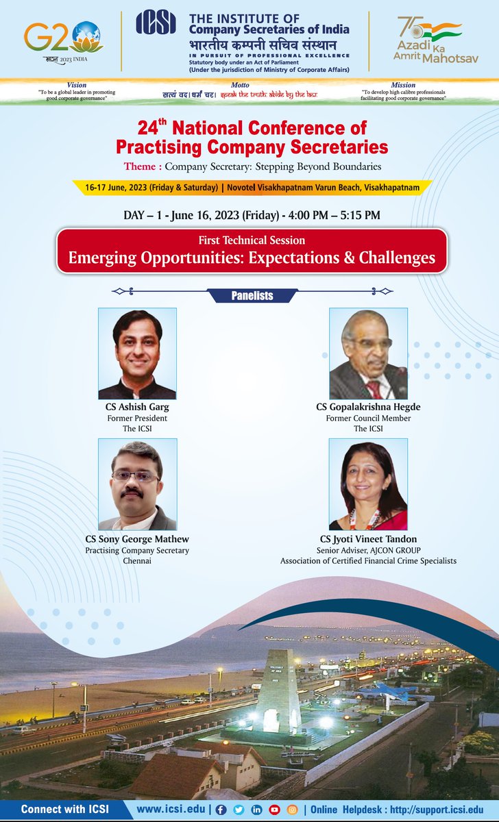 Institute of Company Secretaries of India (ICSI) (@icsi_cs) on Twitter photo 24th National Conference of #PCS - Inaugural & First Technical Session. Register Now @ tinyurl.com/mr33bd2c #ICSIPCS <a href="/g20org/">G20 South Africa</a> <a href="/AmritMahotsav/">Amrit Mahotsav</a> <a href="/gudivadaamar/">Gudivada Amarnath</a> <a href="/MP_MvvOfficial/">MVV Satyanarayana</a> 24th National Conference of #PCS - Inaugural & First Technical Session. Register Now @ tinyurl.com/mr33bd2c #ICSIPCS <a href="/g20org/">G20 South Africa</a> <a href="/AmritMahotsav/">Amrit Mahotsav</a> <a href="/gudivadaamar/">Gudivada Amarnath</a> <a href="/MP_MvvOfficial/">MVV Satyanarayana</a>