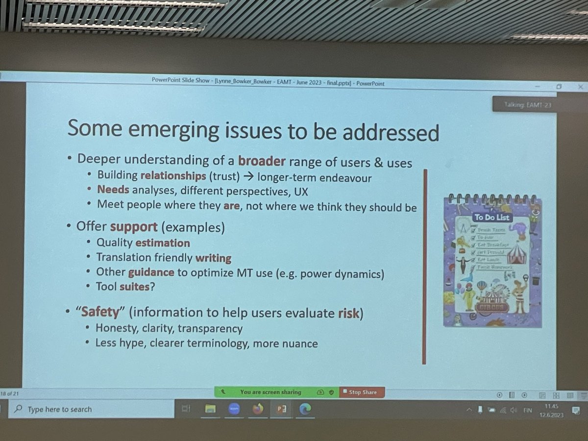 A to-do list in MT Research by <a href="/bowkerl/">Lynne Bowker</a>
#eamt2023