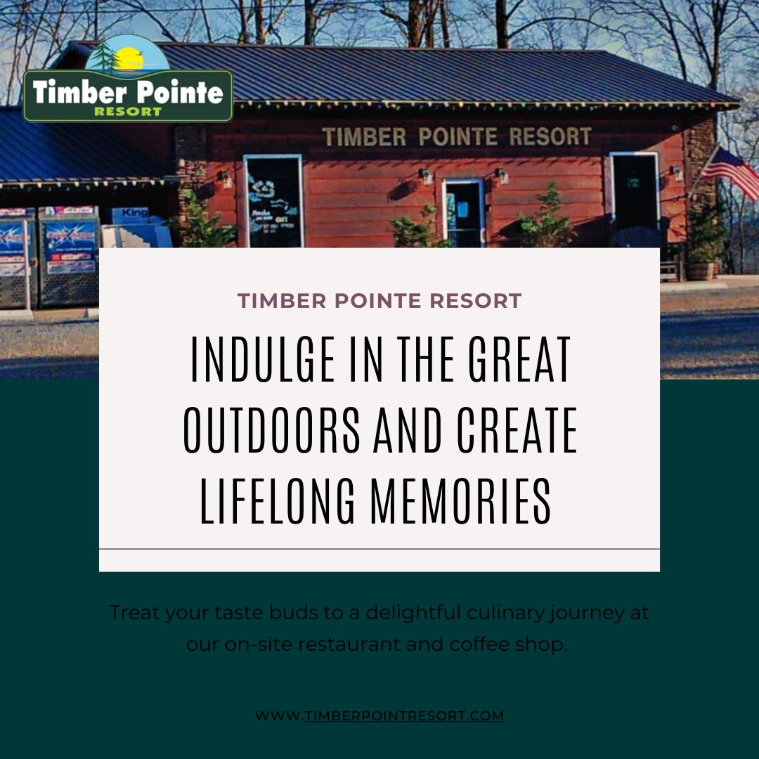 PointeResort's tweet photo. Indulge in the great outdoors and create lifelong memories at Timber Pointe Resort. 📷📷
Treat your taste buds to a delightful culinary journey at our on-site restaurant and coffee shop. 📷📷
Visit our website, 📷
https://t.co/CjNNHwWgeh
.
.
#TimberPointeResort #NatureEscape https://t.co/q0ToPYFdXi