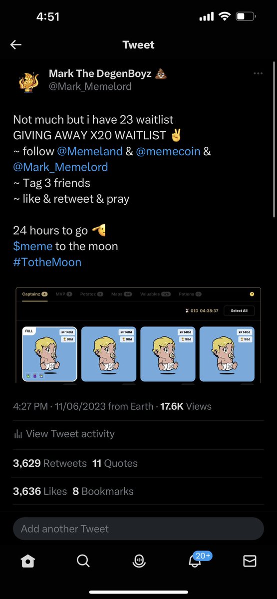 Second round GIVEAWAY ⚠️
Still got 12 code left 🫢 STEAL SOME FROM MY FRIEND
LAST GIVEAWAY ⚠️ X12 memecoin code

-follow <a href="/Memeland/">Memeland ❤️ Memecoin</a>, <a href="/memecoin/">Memecoin</a> &amp; <a href="/Mark_Memelord/">Mark The DegenBoyz ❤️ Memecoin</a> 
-like, retweet and tag 3 friends 

LFG 🔥 $MEME