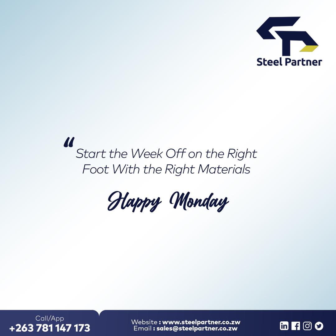 SteelPartnerZw's tweet photo. Happy Monday to you all from the best Partner. #steelpartner #steel #construction #energy #agriculture https://t.co/QGT2zt7y6W
