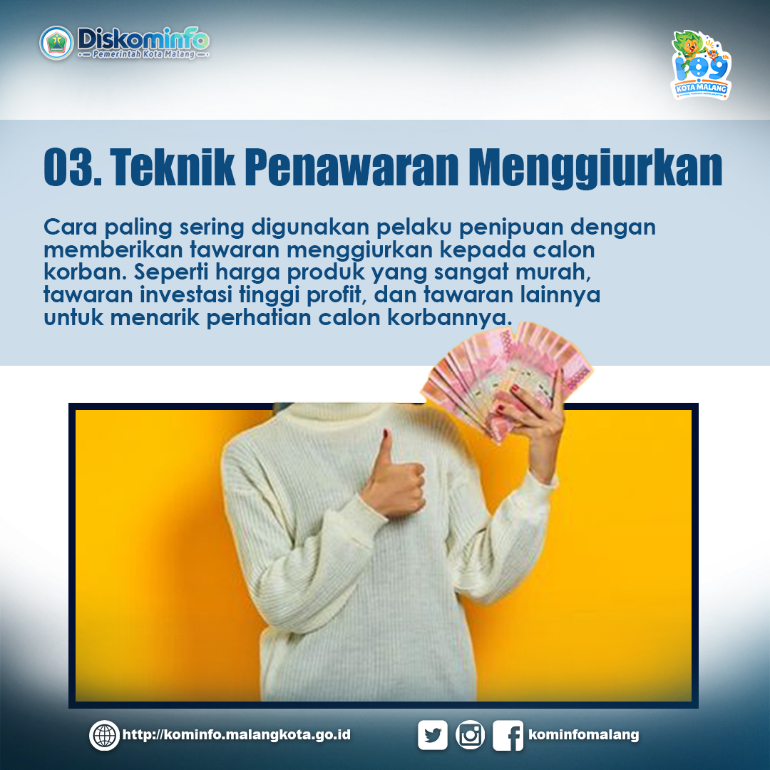 #NawakKominfo, saat ini, modus penipuan online semakin banyak dan beragam. Sebagai orang yang sering terlibat dalam dunia online, kita dituntut untuk terus berhati-hati akan modus penipuan yang ada.

instagram.com/p/CtYmc4-vQ48/…