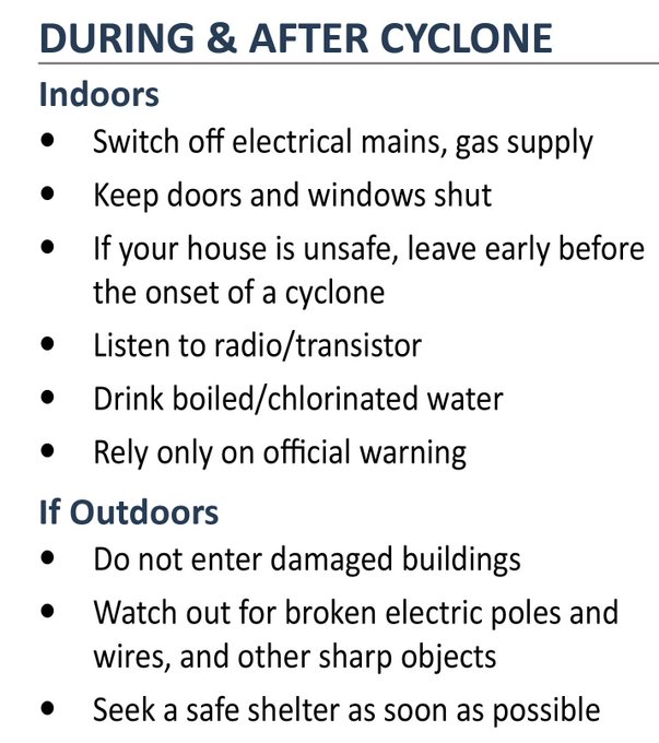 #Cyclone | Here's how you can #StaySafe indoors and outdoors during #Cyclone.

#CycloneBiparjoy  
#Cyclonepreparedness