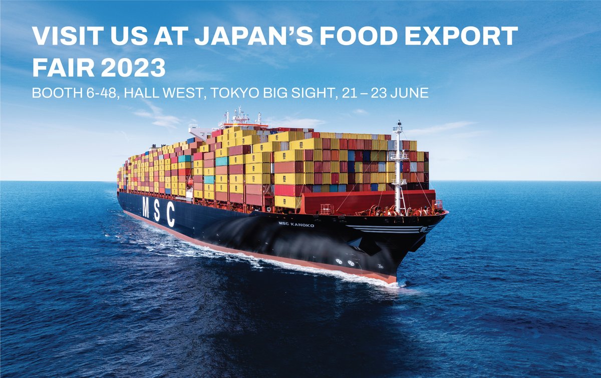 MSCCargo's tweet photo. Delivering Japanese food and drinks favourites to you! 🍣🍶🌸
On June 21st, MSC will be at Japan's Food Export Fair 2023 to support food businesses transporting their goods from Japan to all over the world in perfect condition.
Read more: https://t.co/Njl8dg1cEJ
#MSCJapan https://t.co/7JlrWDUNDp