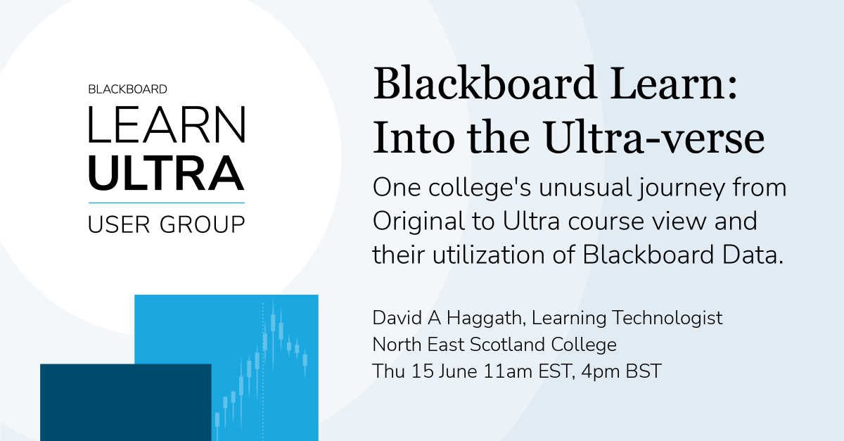 Anthology EMEA (@anthologyemea) on Twitter photo Lead by EdTech experts, for EdTech experts. Join the next Learn Ultra User Group session where we will explore one college's unique journey from Original to Ultra course view, along with their innovative use of Blackboard Data. #LearnUltraUsers
ow.ly/ORNC50OKIwG Lead by EdTech experts, for EdTech experts. Join the next Learn Ultra User Group session where we will explore one college's unique journey from Original to Ultra course view, along with their innovative use of Blackboard Data. #LearnUltraUsers
ow.ly/ORNC50OKIwG