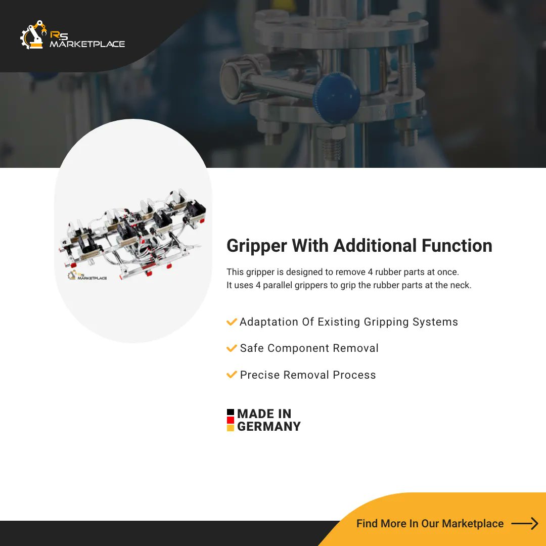 rsm_robotics's tweet photo. Improved Performance  - Gripper With Additional Function.
✓ Adaptation of existing gripping systems ✓ Safe component removal ✓ Precise removal process >>> https://t.co/ordo6udanR https://t.co/6FHZYyBwmT