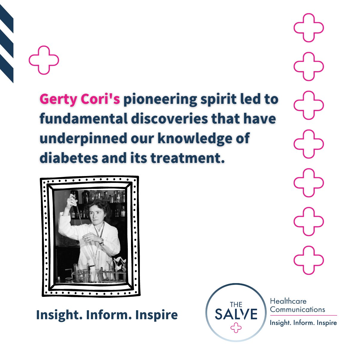 TheSalveHealth's tweet photo. This is #DiabetesWeek2023 - Diabetes UK are celebrating ‘what makes you, you’. Meet Czech-American Biochemist Gerty Cori (1896-1957) who discovered the process by which the human body metabolises glycogen thereby laying the foundations for future #diabetes research &amp; treatments. https://t.co/tYSgRnoK3m