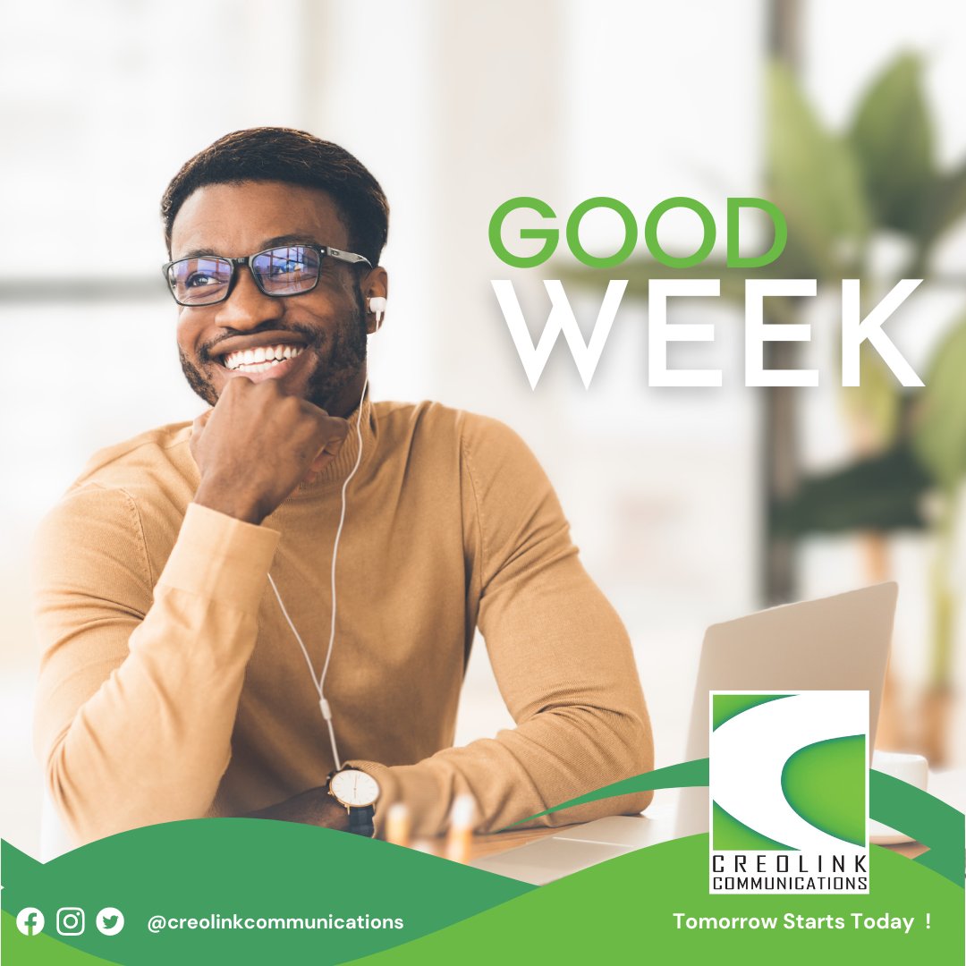 New week,
New start,
New goals!!
Happy new week😊!

#internet
#newweek
#creolink
#cameroun
#providerinternet
#happyweek
#tomorrowstartstoday
#internetprovider
#staysafe