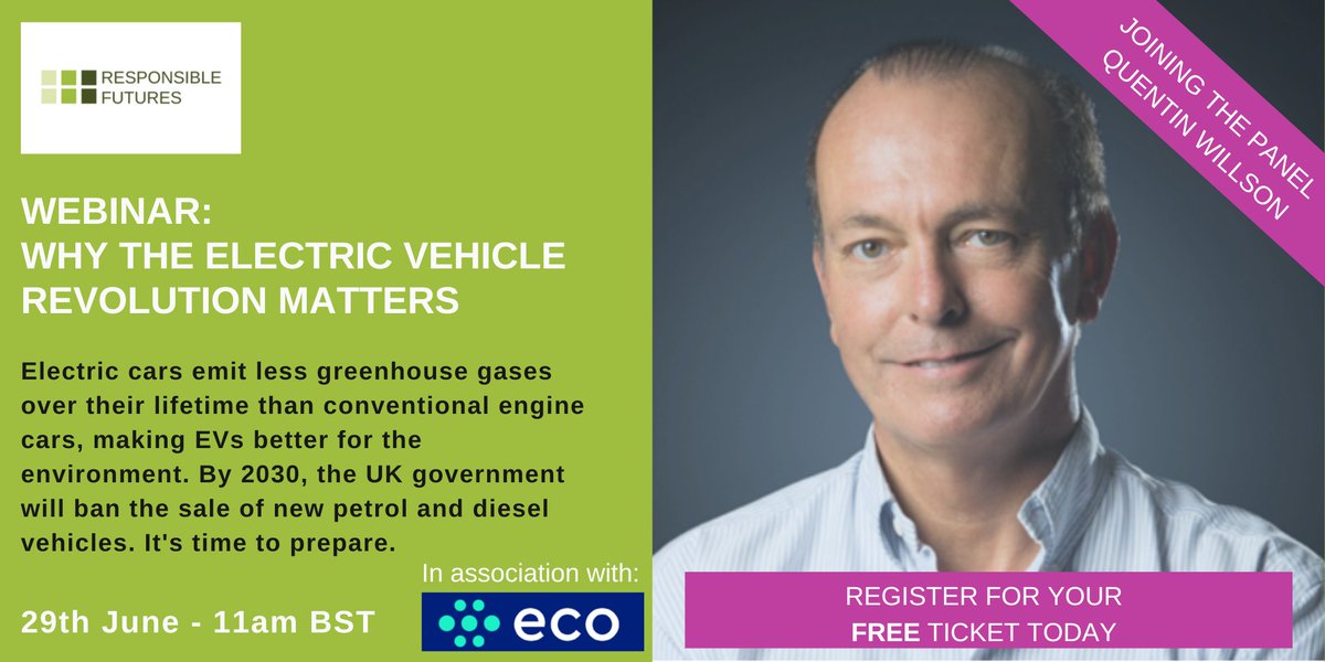 Excited to share that <a href="/QuentinWillson/">Quentin Willson</a> will be joining our webinar panel for: Why the electric vehicle revoltuion matters and busting all the myths and sharing his expert opinion.  Register here:  eventbrite.co.uk/e/why-the-elec…