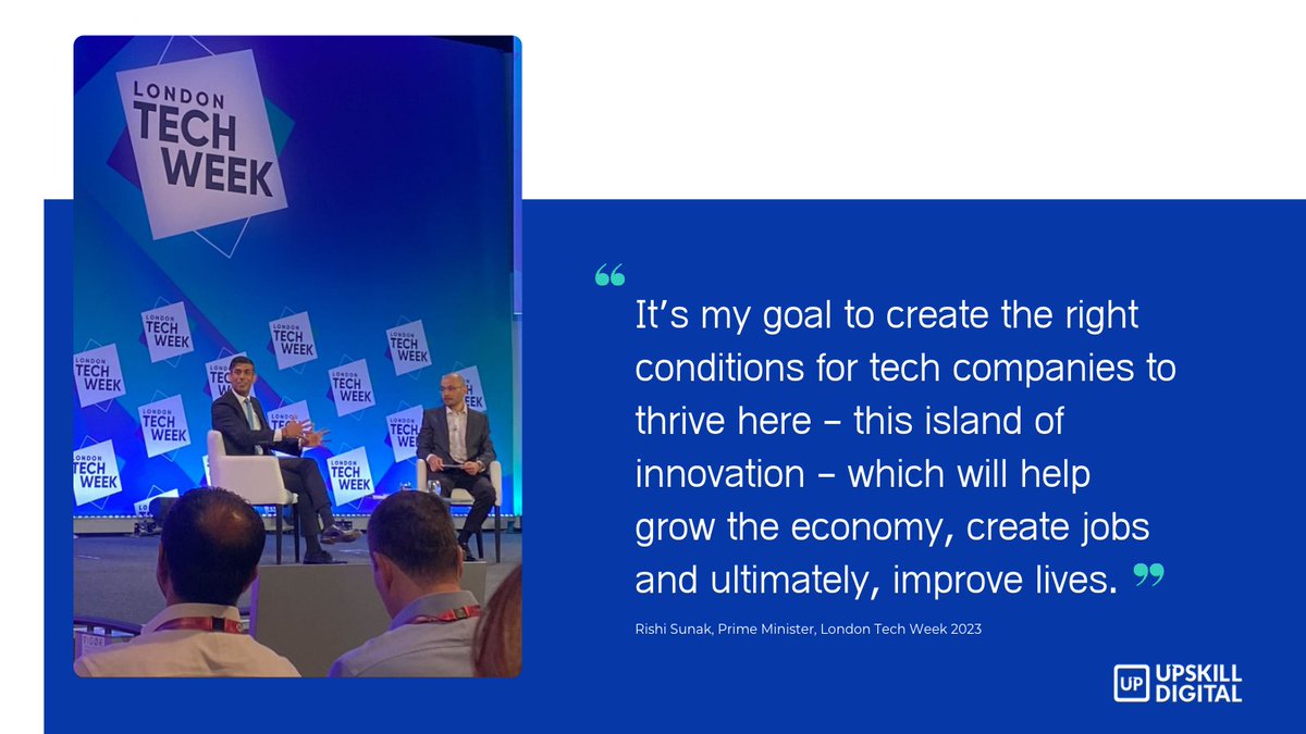 What an incredible opening to London Tech Week <a href="/RishiSunak/">Rishi Sunak</a>. There were so many takeaways from his opening keynote, but we love this one in particular because it entirely aligns with our purpose - enabling people to thrive in this new world of tech.

#LondonTechWeek #Digitalskills