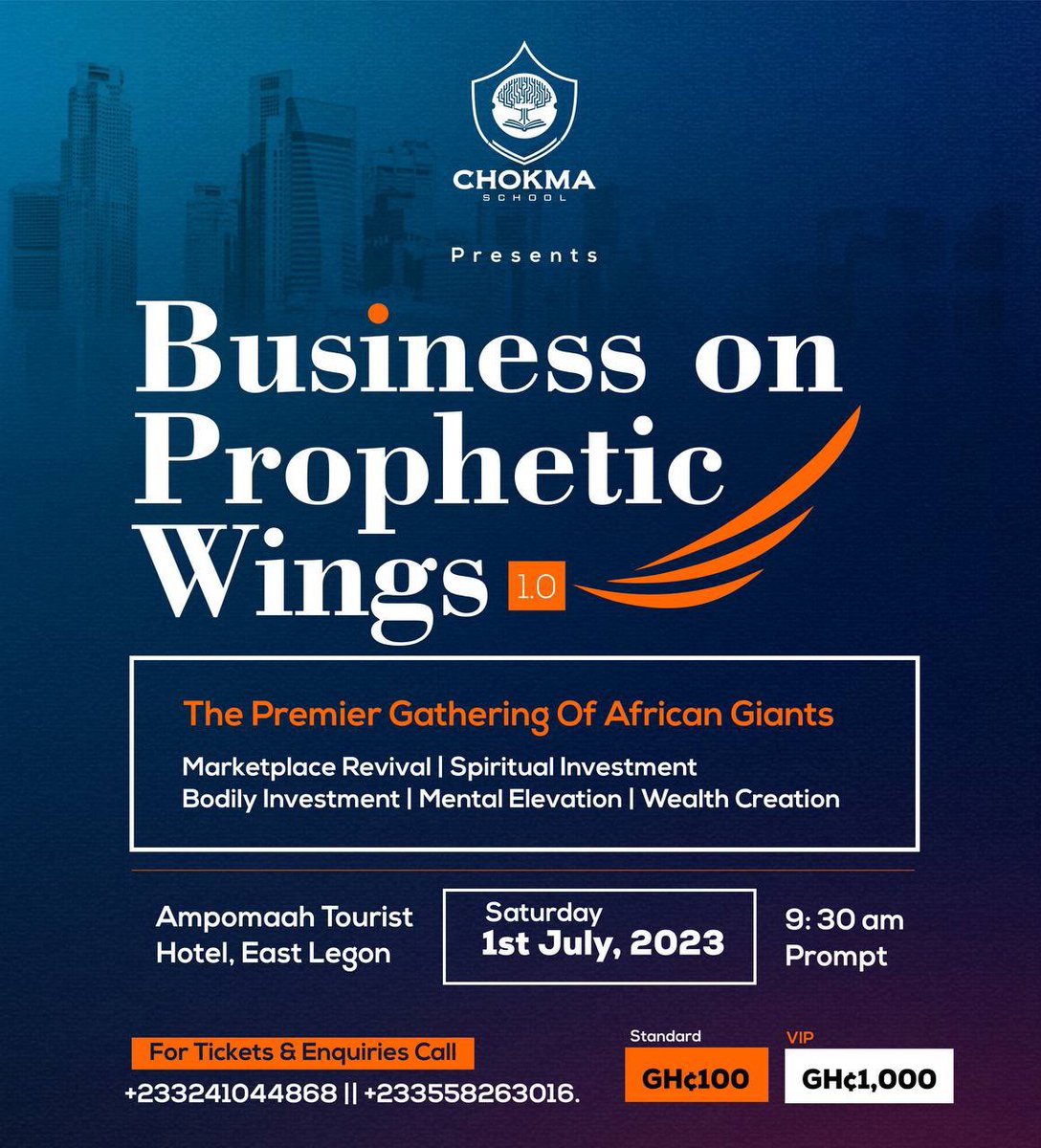 Embrace the chance to exchange ideas, share experiences, and ignite a spark that propels your enterprise towards limitless horizons at the maiden edition of Business On Prophetic Wings! 

#BusinessOnPropheticWings