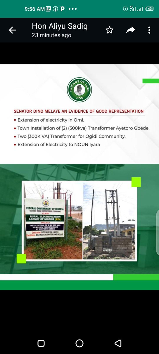 Maikojay9's tweet photo. Dino MELAYE has made rural electrification possible in major communities in Kogi State; he has given hope to the hopeless and voice to the silenced.

@OfficialPDPNig @pdpvanguard, @pdpnewgen, @PDP_NEWMEDIA, @pdp_connect
@kogireports
@IsahAbdullatif
@_dinomelaye
#DinoIsComing #One https://t.co/NPdEh45bib