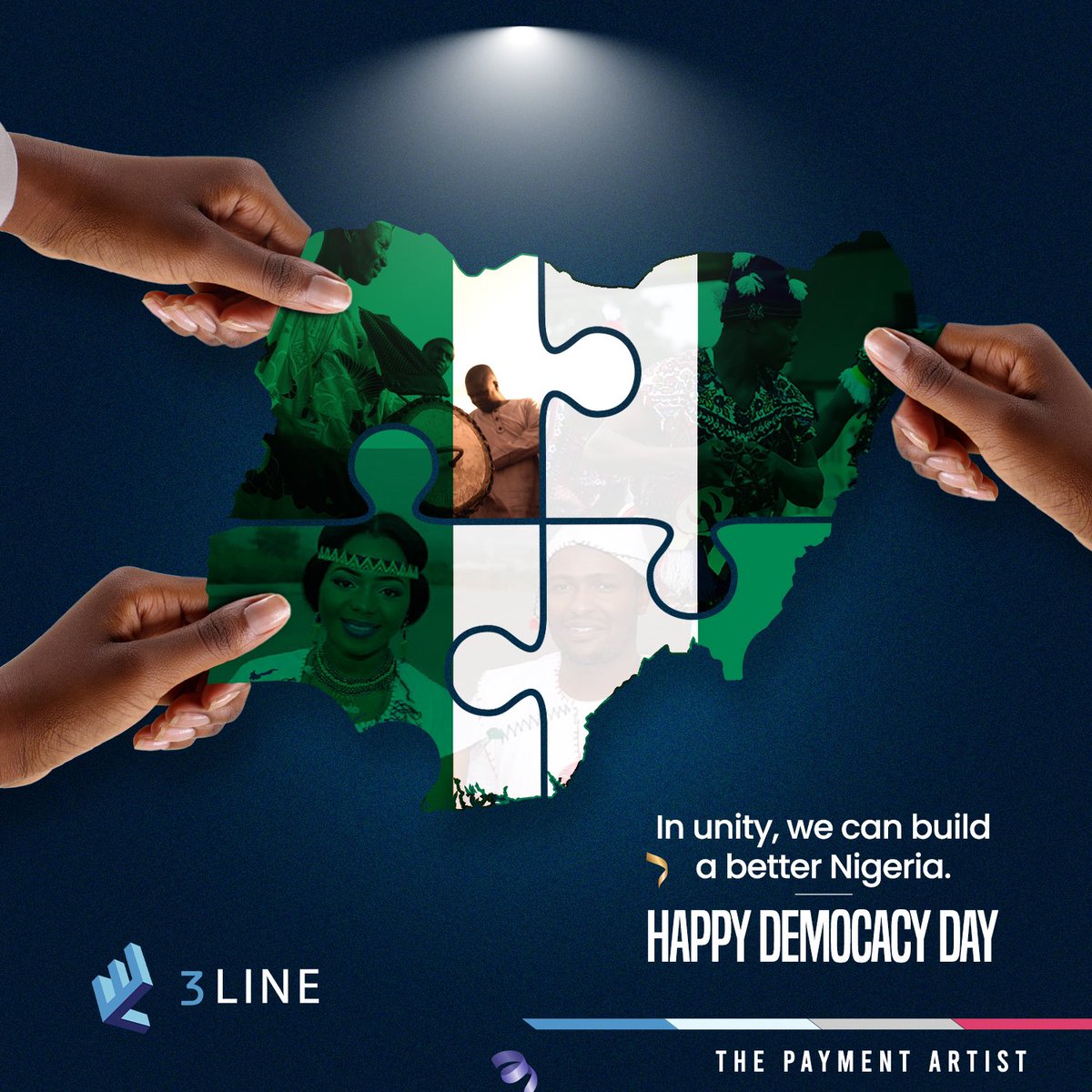 3lineng's tweet photo. Bound in unity. 
we will push, we will pull, and through it all, we will hold it together as one.
Cheers to unity, Nigeria.

Happy Democracy Day!

 #Democracyday #Unitydemocracy #June12 https://t.co/0AwA4W18j3