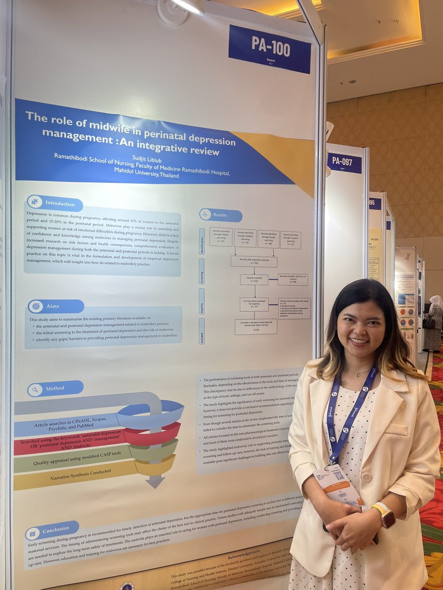 AllisonCummins2's tweet photo. Wonderful work by PhD student @Mew_Sudjit @UniNewcastleSNM @Uni_Newcastle poster presentation the role of the midwife in perinatal depression management: an integrative review https://t.co/chJYRifsCi