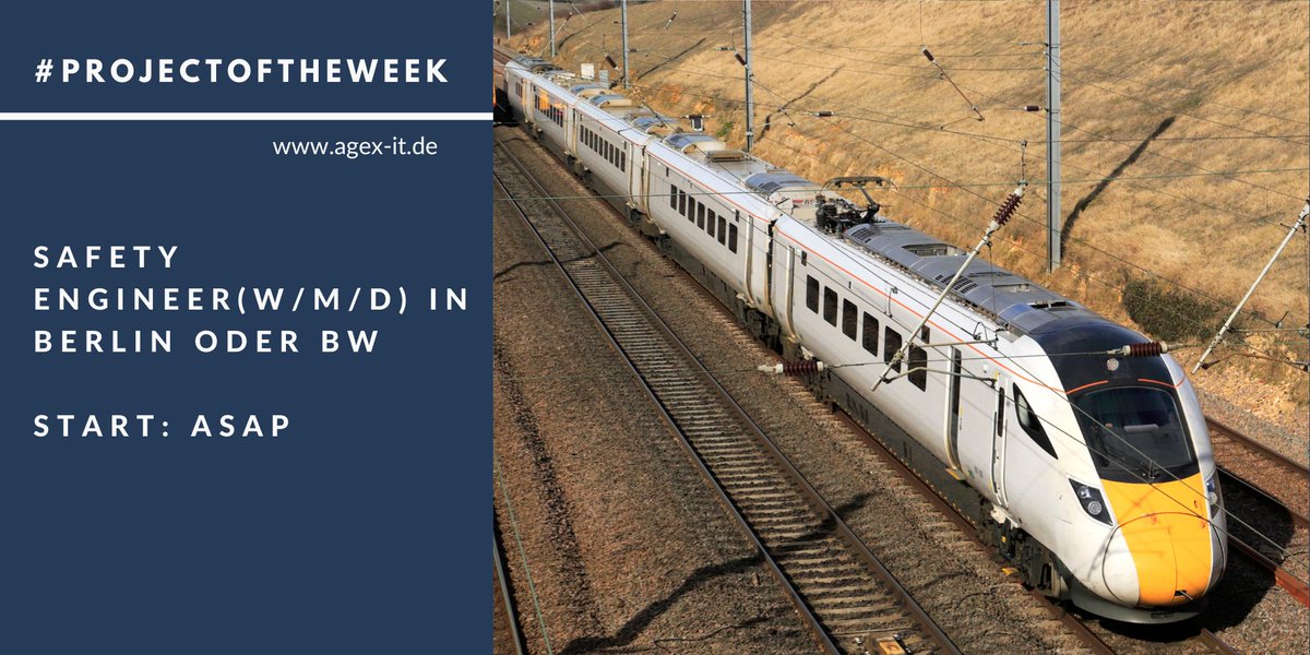 agex_IT's tweet image. #ProjektderWoche: Für einen Kunden suchen wir ab sofort einen Safety Engineer(w/m/d) in Berlin oder BW.

Mehr Informationen zum #ITProjekt: bit.ly/3Cm7Z2S

#ESTW, #ETCS, #ProductSafety, #RequirementsEngineering, #SafetyManagement, #UML #freelance, #contract, #itfreelance