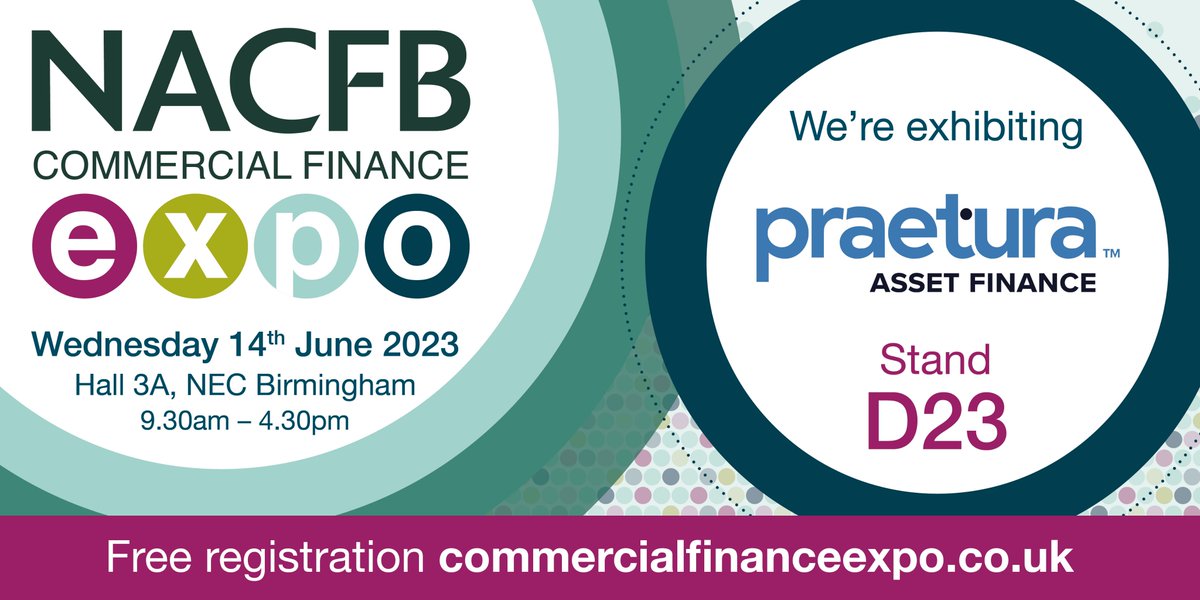PraeturaAF's tweet photo. πOur team are very much looking forward to exhibiting at the @NACFB's Commercial Finance Expo this week
π€We'll be there alongside colleagues from fellow Praetura companies @KingswayF and @PraeturaIF on stands D23, D24 and D25
#morethanmoney #NACFBCFE https://t.co/o9rkN56tDX