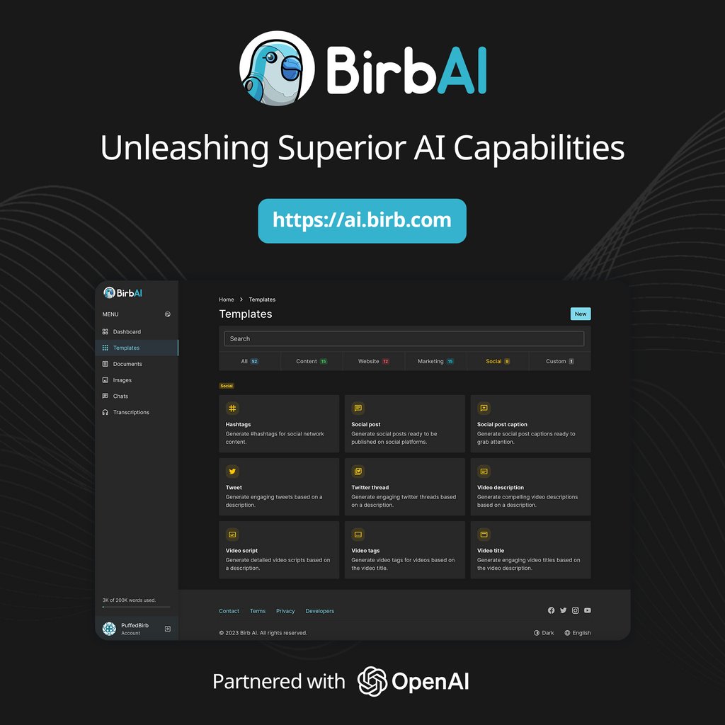 BirbDefi's tweet photo. @OpenAI invited our organization to use OpenAI GPT-4 API for our BirbAI web app.

We added Audio-to-text Transcriptions functionality and Chat Assistant Behavior functionality.

We're enhancing Birb AI into a potent AI toolkit with more updates to come.

https://t.co/zVaMbhrHew https://t.co/5s9ImqWQVe