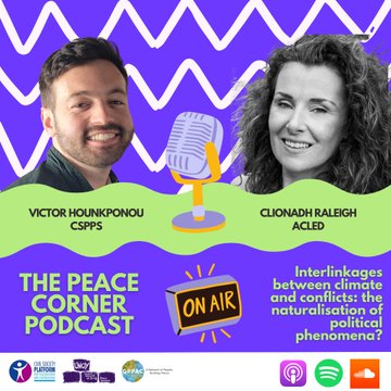GPPAC's tweet photo. Does #ClimateChange drive conflict? Should we avoid overfocusing on climate to explain conflicts?
Join the discussion with Clionadh Raleigh of @ACLEDINF and @VicHounk of @idps_cspps in the latest #PeaceCorner podcast episode!
🎧https://t.co/thNG1PAwgT https://t.co/WGG7nINcE3