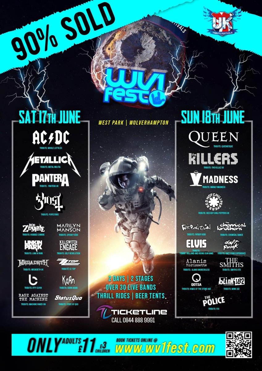 This coming weekend !! WV1FEST .... 90% Now soldThe Uk's Biggest Tribute Festival Returns to West Park Wolverhampton this June 17th & 18th.. Tickets from £11.. This ! Advance tickets only - No tickets on the gates - Book Here Now : eventim.co.uk/event/wv1fest-…