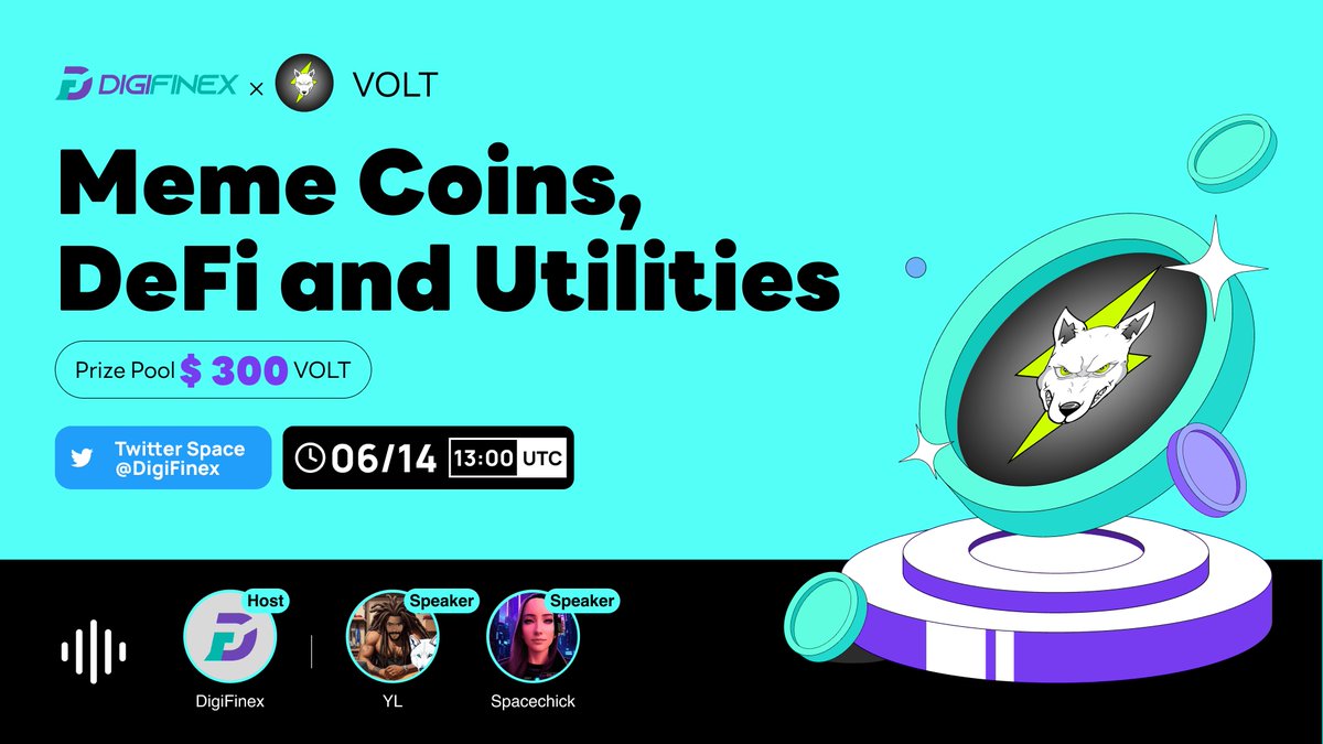 💥NEW $300 $VOLT Airdrop is #available when 
💡RT, Follow & Join DigiFinex #AMA with @VoltInuOfficial

⏰Date: Wed, Jun 14 at 13:00  UTC
💥Gleam Task: bit.ly/43yF87C
🧐Set up Reminder: bit.ly/3CoHw4Q
#AMA #SPACE #VOLT