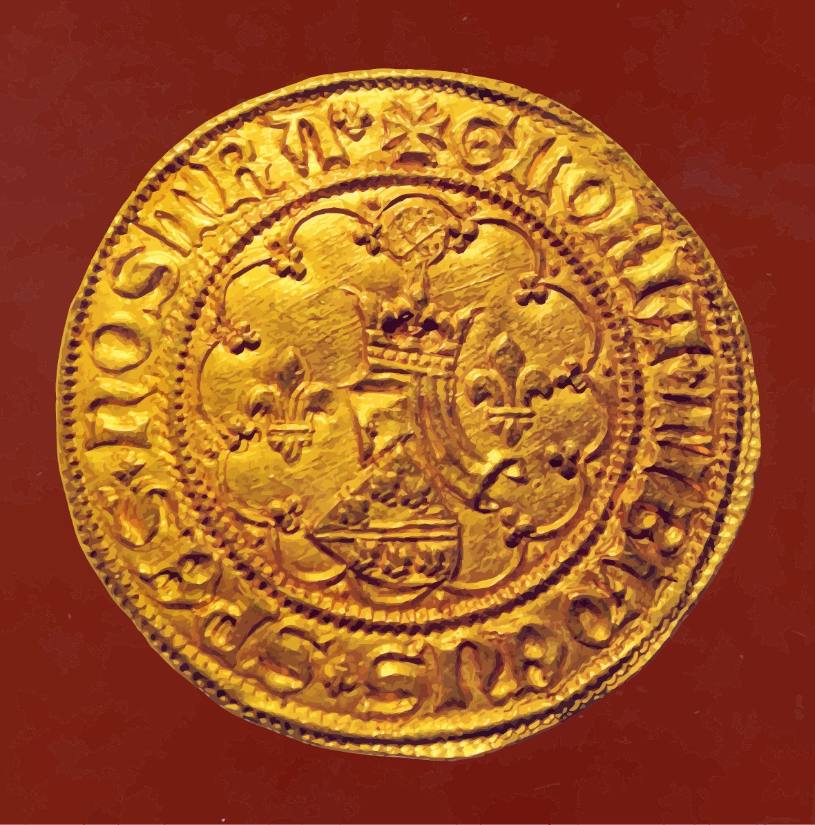 Revers i avers “velikog bosanskog zlatnika”, također poznatog i kao “četverostruki dukat” pošto je s 14,05 grama težine četiri puta teži od standardnog mletačkog dukata čija težina iznosi 3,5 grama. Pločica novčića debela je 1 milimetar, a široka 30 milimetara. (1)