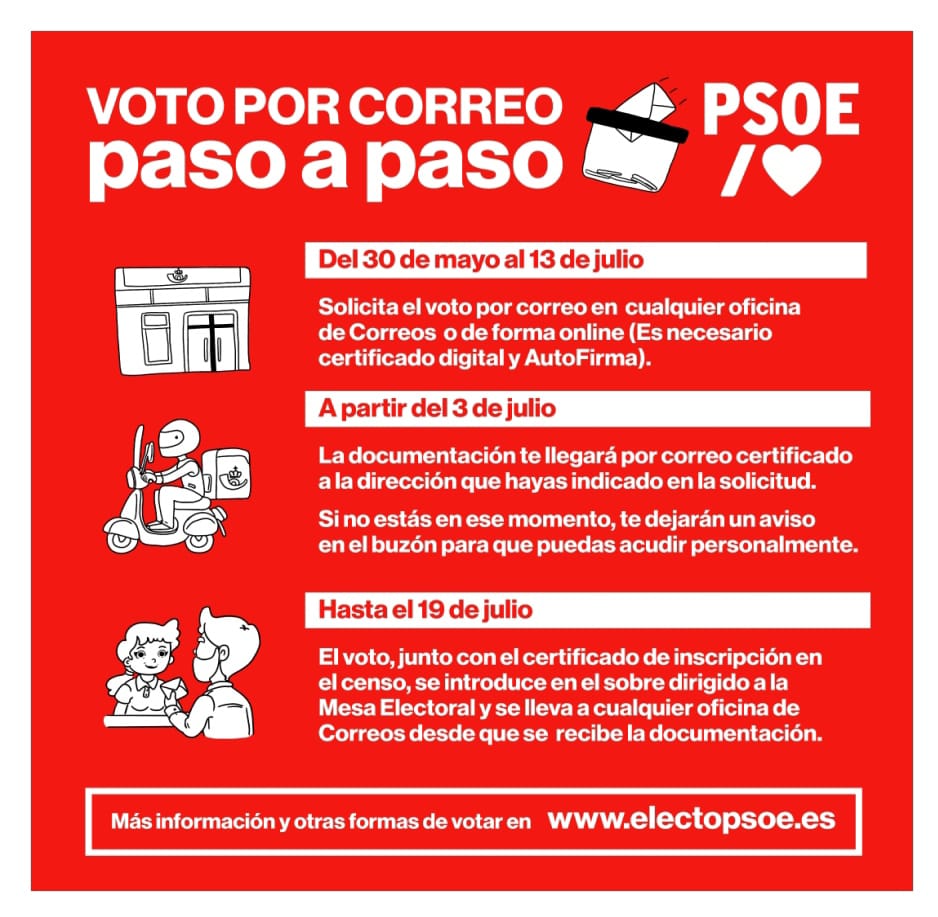 PsoeOsuna's tweet photo. Voto por correo. 📩 https://t.co/IeOA4kGF3R