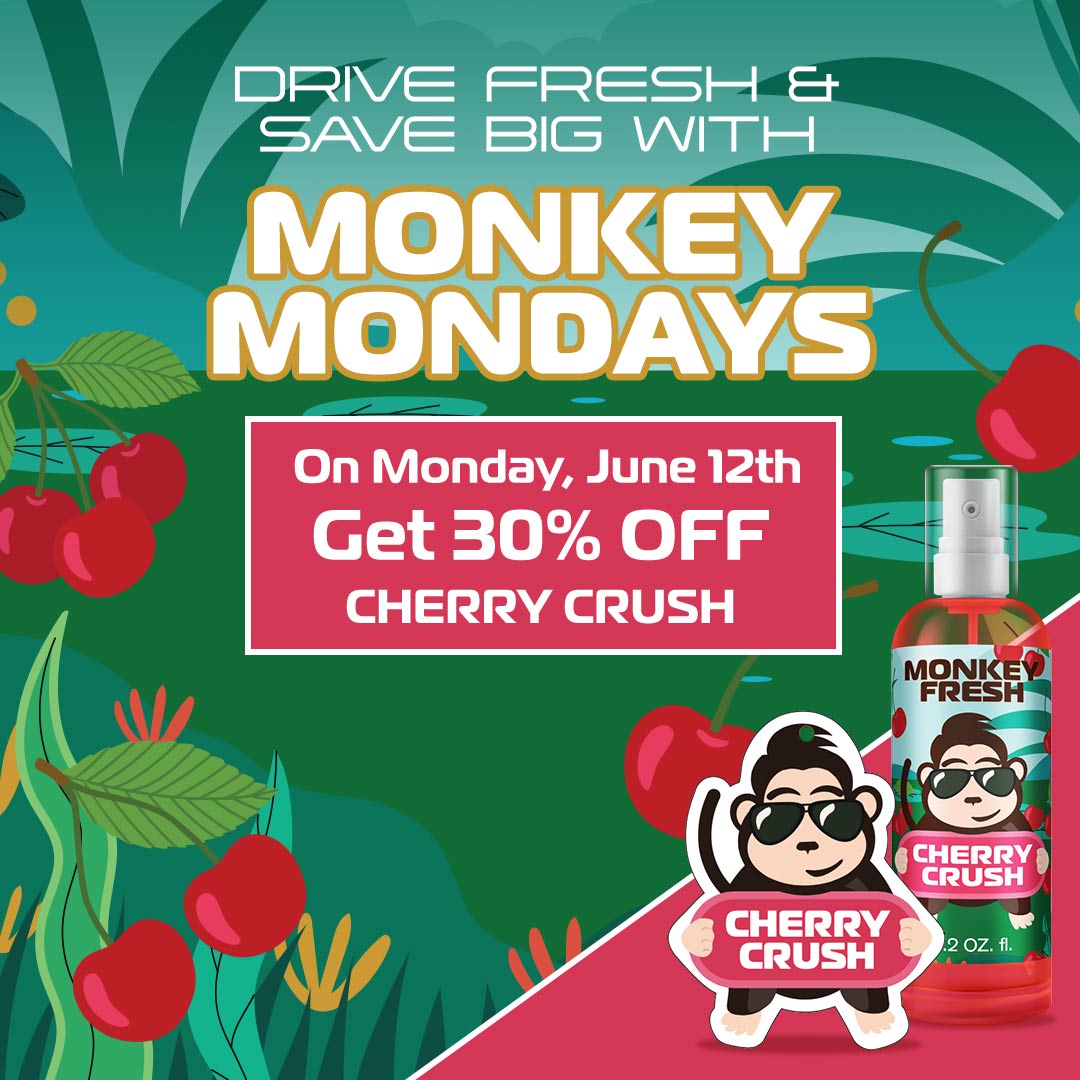 ShopMonkeyFresh's tweet photo. Save BIG on #MonkeyFresh's #cherrycrush #AirFresheners with our #MonkeyMonday #Deals 

Get yours today and receive 30% OFF your entire order of #cherrycrush #Fresheners!

👉 Get yours at https://t.co/zgnybGiUrj
Enter code CHERRY30 at checkout! #shoponline #cars #Automotive https://t.co/2NjNykxcsP