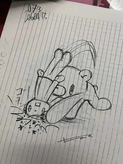 久しぶりにグル～ミ～が乱暴してる絵です。2006年に描いてたラフスケッチを17年越しに清書してみました。このラフ生原稿は当時の個展で販売したので、これ家にある!って人いるのでは   #森チャックが毎週なんか描く #グルーミー #gloomybear