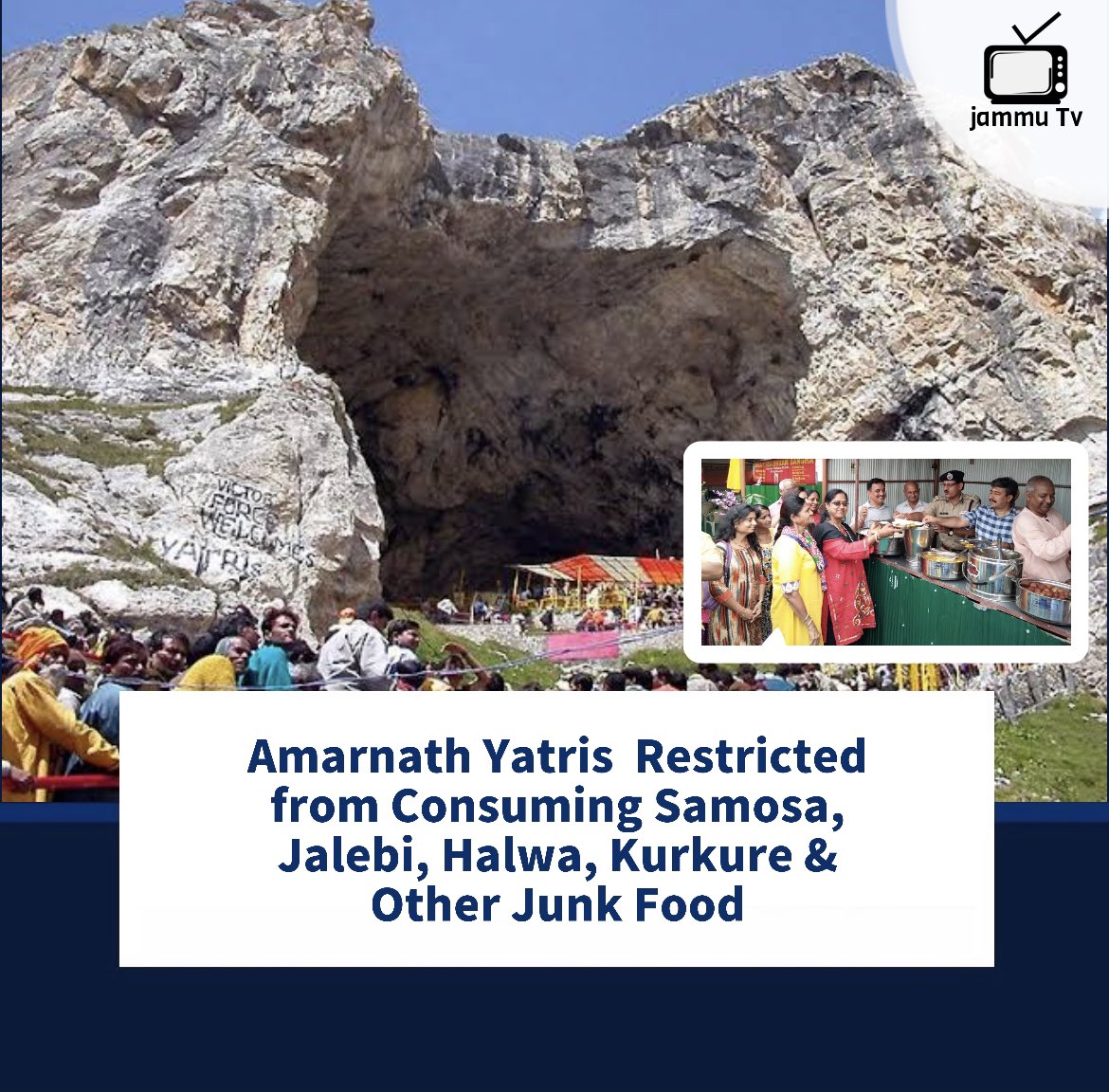 #AmarnathYatra Implements Health Advisory!

🚫 No more jalebis, halwas, or fried foods during the Amarnath Yatra pilgrimage! The Shri Amarnath Ji Shrine Board has taken a strong stance against junk and unhealthy food, banning them for this year's pilgrimage.