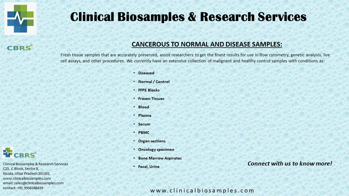 Sutapa087's tweet image. Discover a Vast Array of Biosamples in #CBRS Biobank, Empowering Researchers to Accelerate Breakthroughs and Transform Cancer Care.&quot; mail us to know more research@clinicalbiosamples.com 
#biobank #biosamples
#biospecimens
#biotech #research