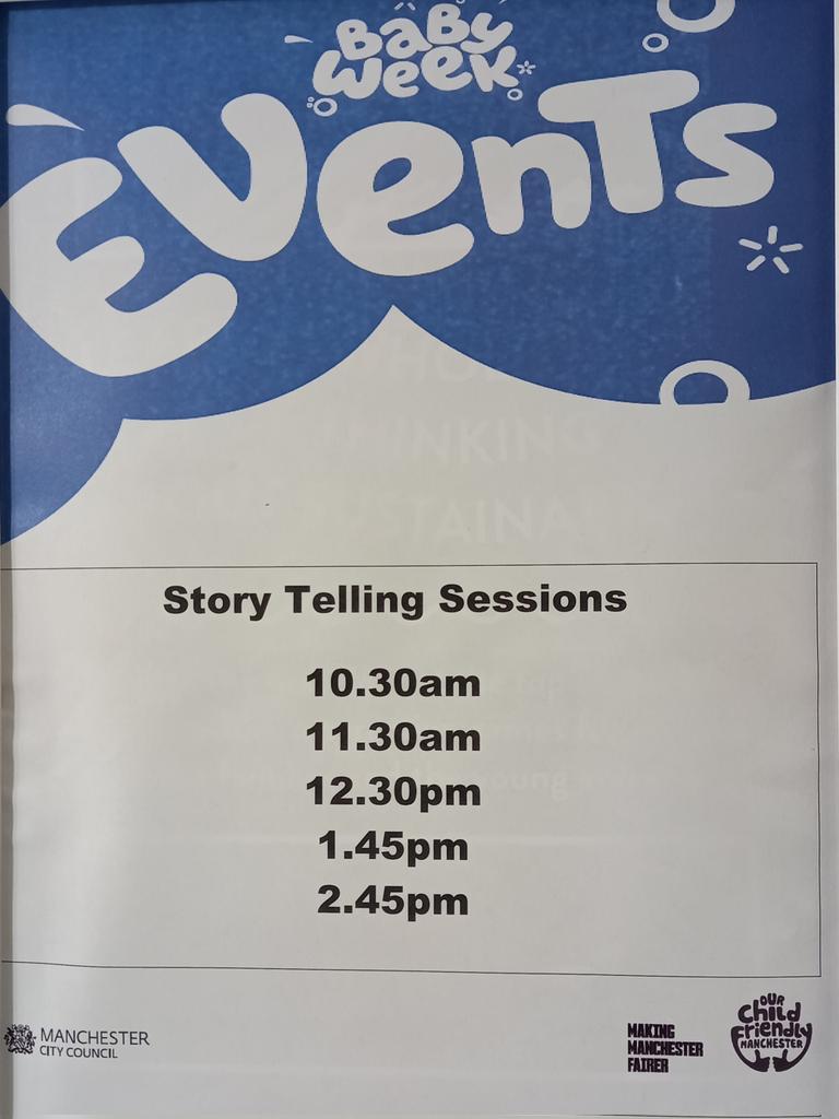 MancLibraries's tweet photo. Story telling sessions and early years activities throughout the day at Central Library for #BabyWeek2023 launch #ReadMCR @Literacy_Trust #EarlyWordsTogether #ChildFriendlyMCR https://t.co/LVFcDWEYxe