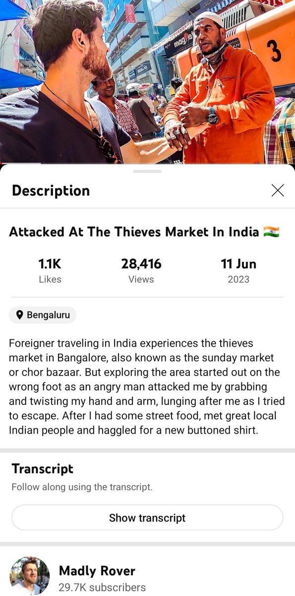 PC67761415's tweet photo. A #DutchVlogger was attacked by Nawab Hayath a Muslim in Bangalore's Chor Bazar or Thieves Market for greeting him with Namaskar!
@RanaAyyub
@khanumarfa
@_sabanaqvi
@zoo_bear
@_sayema
Is Chor Bazar a Muslim area that Namaskar is looked upon as an insult ?
https://t.co/9rUbkbzhh6 https://t.co/TiIljC3x7E