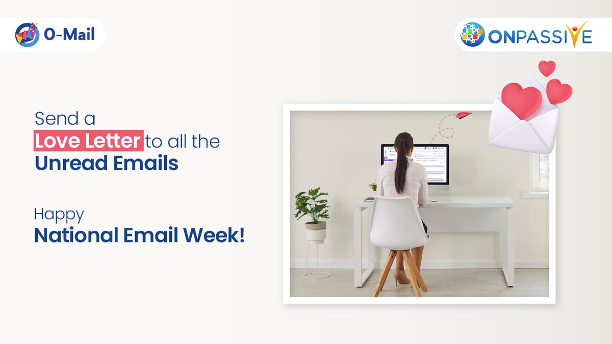 This National Email Week, advance from boring emails to immersive video emails using O-Mail. Register now for free access to O-Mail, O-Net, and O-Trim!

Register here: onpassive.com

#NationalEmailWeek #EmailWeek #digitalcommunication #workplaceculture #emailetiquette…