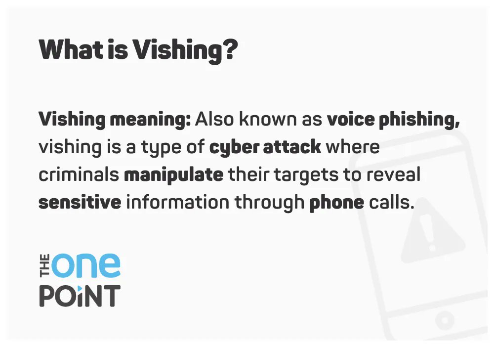 theonepoint's tweet photo. Beware of Vishing! 🚨 
Listen carefully when on a call, because if something doesn't sound right, then it probably isn't. 📞
More info ➡️ https://t.co/9WgPsQBC2i 
Protect your business? 🛡️
Stop, Look, and Think. Don't be fooled. 💡 

#Vishing #CyberSecurity #VishingAttack https://t.co/Jzr0BtHZPz