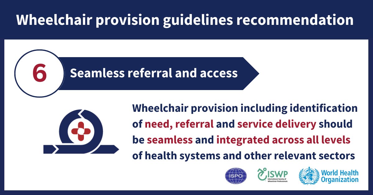 ISPO International (@ispo_int) on Twitter photo Wheelchair guideline recommendation 6. Wheelchair provision including identification of need, referral and service delivery should be seamless and integrated across all levels of health systems and other relevant sectors. #ATChangesLives #AT4All Wheelchair guideline recommendation 6. Wheelchair provision including identification of need, referral and service delivery should be seamless and integrated across all levels of health systems and other relevant sectors. #ATChangesLives #AT4All