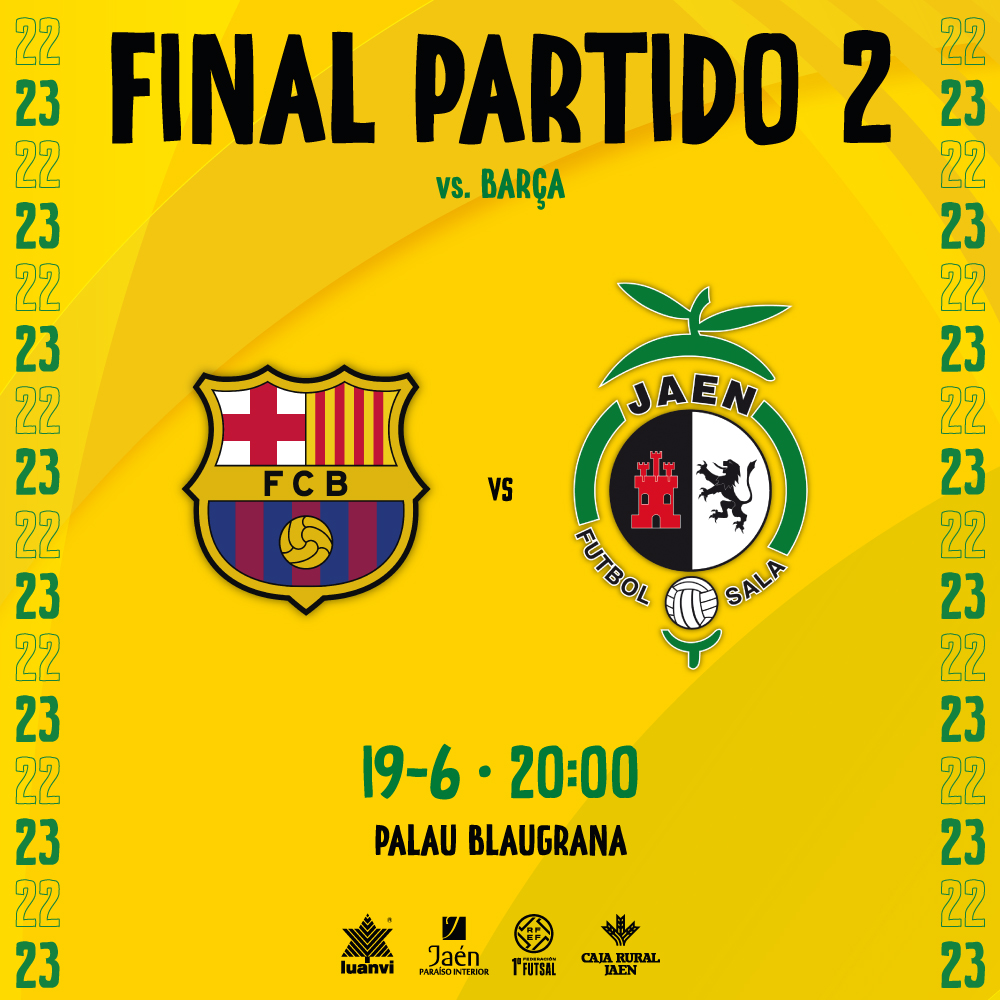 JaenFS's tweet photo. ✅ 𝐇𝐎𝐑𝐀𝐑𝐈𝐎𝐒 𝐎𝐅𝐈𝐂𝐈𝐀𝐋𝐄𝐒 - 𝐅𝐈𝐍𝐀𝐋

▶️ Ya conocemos las fechas de los encuentros ante @FCBfutbolsala

 1⃣ 17/6 · 17:15
 2⃣ 19/6 · 20:00
🏟️ Palau Blaugrana

3⃣ 23/6 · 21:30 
4⃣ 25/6 · 18:00
🏟️ Olivo Arena

5⃣ 28/6 · Por confirmar
🏟️ Palau Blaugrana

#SomosJaén💛 https://t.co/ZakK23CE97