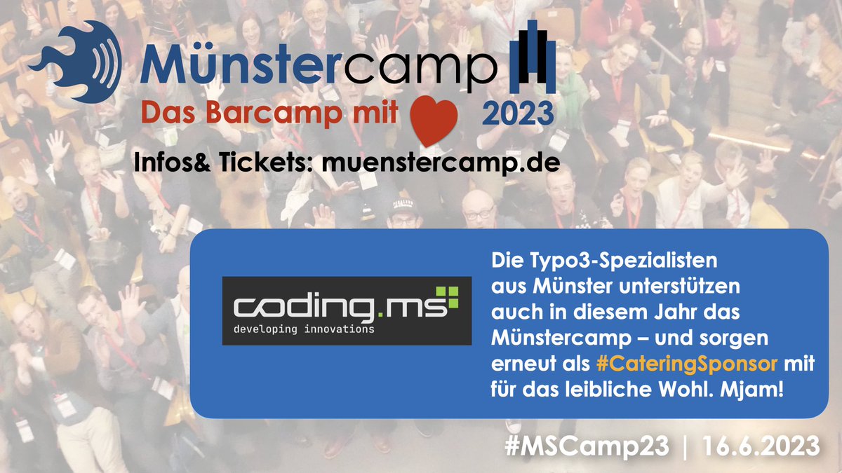MuensterCamp's tweet image. Am Freitag gibt's die 6. Auflage unseres Camps – ohne unsere Sponsoren @husare_ , #Onacy, @codingms & @items_GmbH hätten wir seit 2017 keine Camps durchführen können. Herzlichen Dank für Euren Support! Übrigens. Tickets für das #MSCamp23 gibt's hier: bit.ly/TicketsMSCamp23