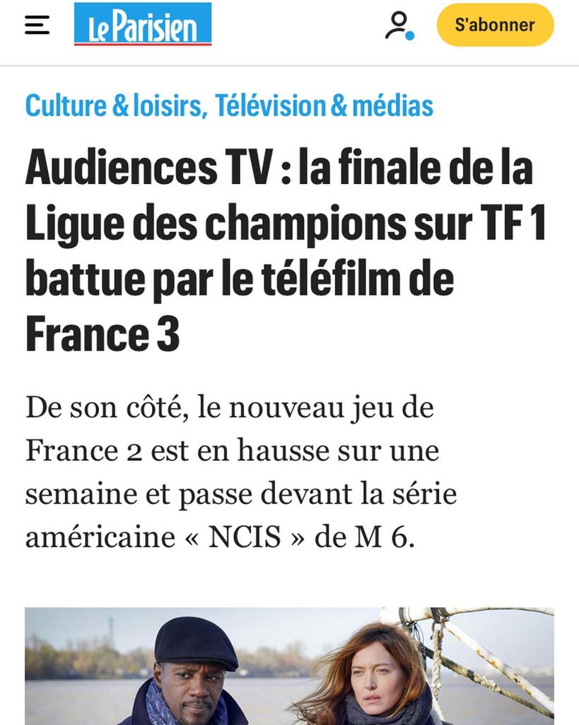 Avec près de 3,9 millions de téléspectateurs, notre téléfilm LA MALÉDICTION DU LYS réalisé par Philippe Niang et coproduit avec <a href="/Francetele/">France Télévisions</a> est LEADER du samedi soir devant la Finale de la Ligue Des Champions ! 🔥
On remercie une fois de plus nos partenaires et toute l'équipe !💪