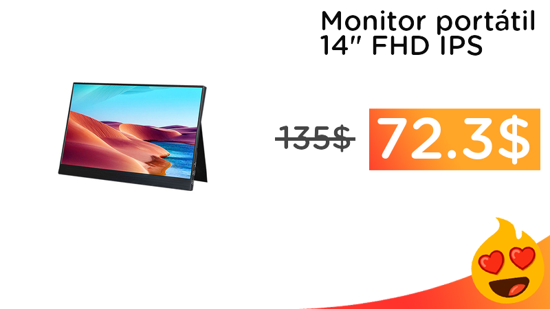 ChollometroInt's tweet photo. #CHOLLO Monitor portátil 14" FHD IPS solo 72.3$ ➡️ https://t.co/Ol32cc4TDj https://t.co/kRW0vSgIlm